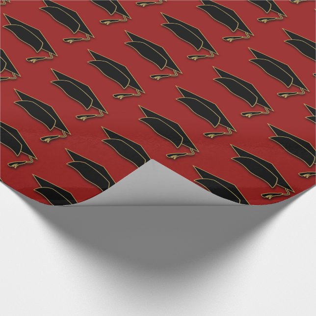 Modern Graduation Gift Grad Cap Wrapping Paper (Corner)