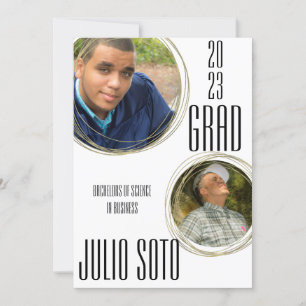 Modern Graduation Gold Photo White Announcement