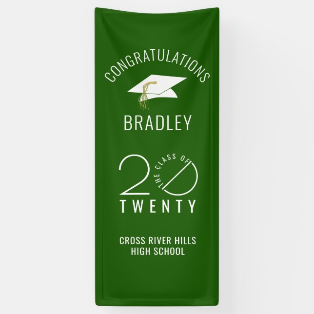 Modern Graduation Green Stylist Class Year Banner (Vertical)