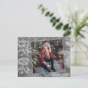 Modern Graduation Grunge Script Photo Thank You Postcard