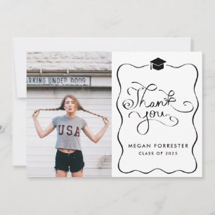 Modern Graduation Handwritten Thank You Photo Card