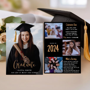 Modern Graduation Invitation with memory pictures