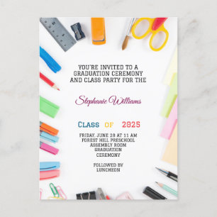 modern graduation kids preschool school postcard