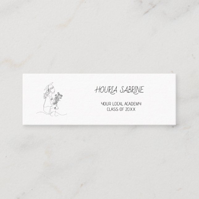 Modern Graduation line art graduate Name Card (Front)