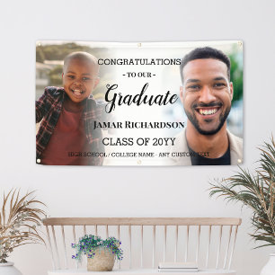 Modern Graduation Men Photo Collage Personalised Banner