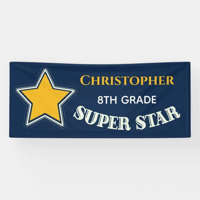 Modern Graduation  Middle School Super Star Banner (Horizontal)