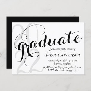 Modern Graduation   Minimal Black Classic Script Invitation
