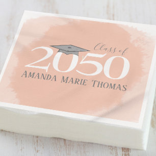Modern Graduation Minimalist Mortarboard Orange Napkin