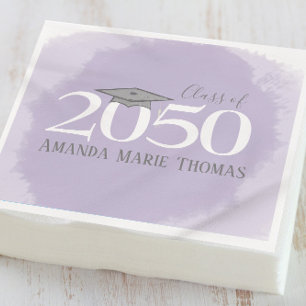 Modern Graduation Mortarboard Minimalist Purple Napkin