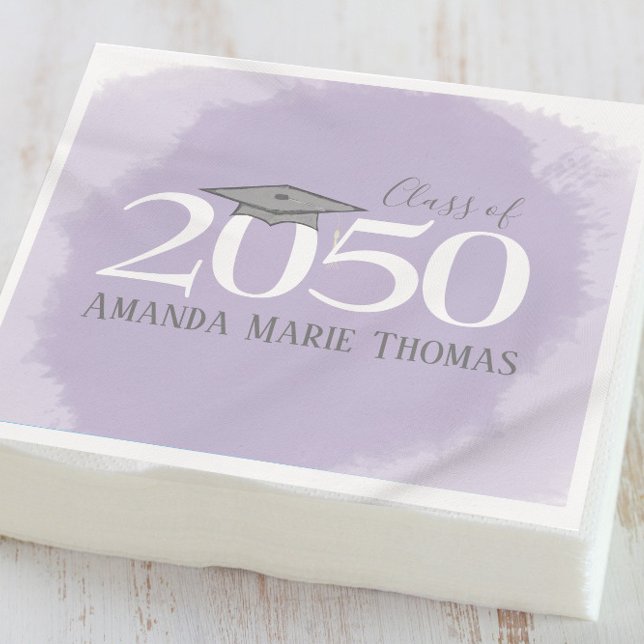 Modern Graduation Mortarboard Minimalist Purple Napkin (Creator Uploaded)
