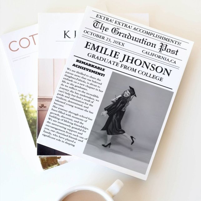 Modern Graduation Newspaper College/ University Invitation (Creator Uploaded)