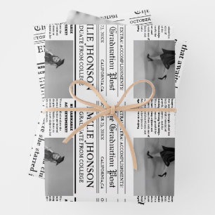 Modern Graduation Newspaper College/ University Wrapping Paper Sheet
