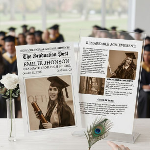 Modern Graduation Newspaper High School Invitation