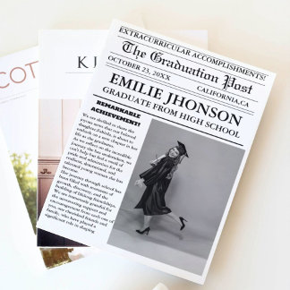 Modern Graduation Newspaper High School Invitation