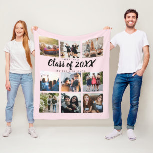 Modern Graduation Nine Instagram Photo Collage Fleece Blanket