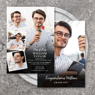 Modern Graduation Party 5 Photo Collage Invitation