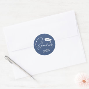 Modern Graduation Party Blue Envelope Seal