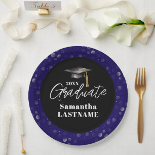 Modern Graduation Party Class of 20XX Custom Paper Plate