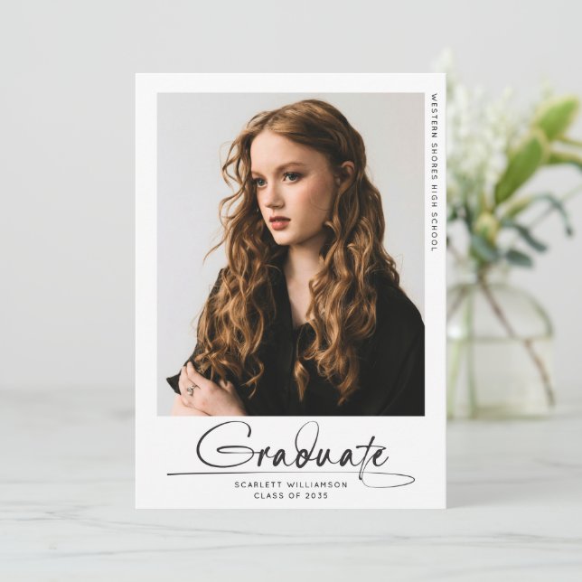 Modern Graduation Party Graduate 4 Photo Script  Announcement (Standing Front)