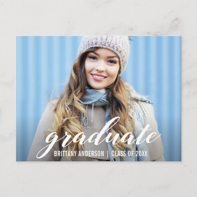 Modern Graduation Party Invitation |  Photo B Postcard (Front)