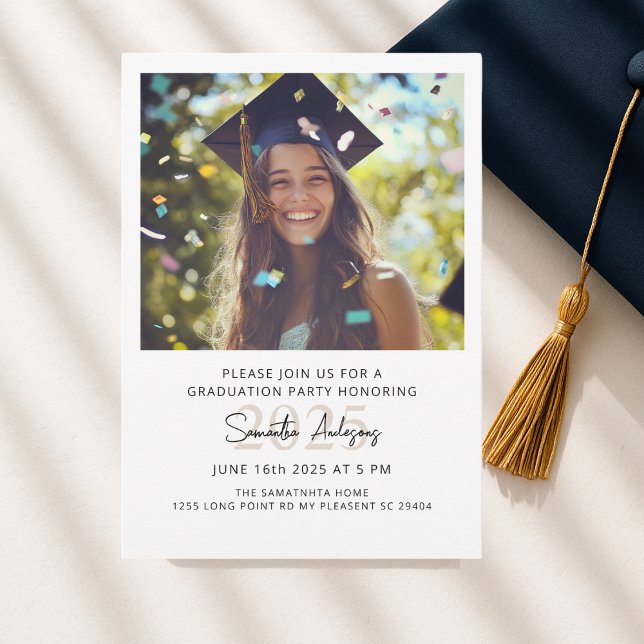 Modern Graduation Party Invitation with Photo (Creator Uploaded)