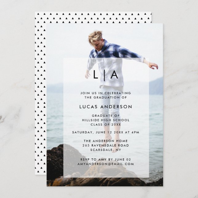 Modern Graduation Party Invite with Photo Overlay (Front/Back)