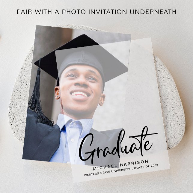 Modern Graduation Party Overlay Vellum Invitations (Elevate your graduation party invitations with our timeless vellum overlays)