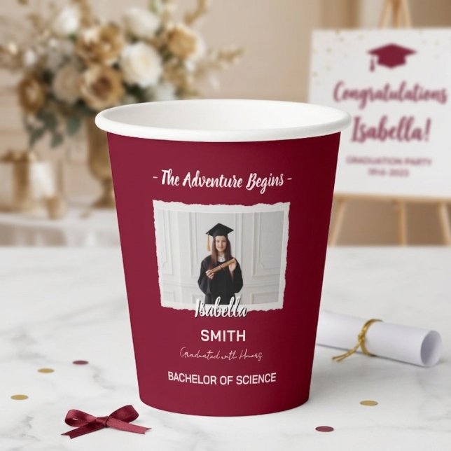 Modern Graduation Party Paper Cups, Custom Name Cups (Creator Uploaded)