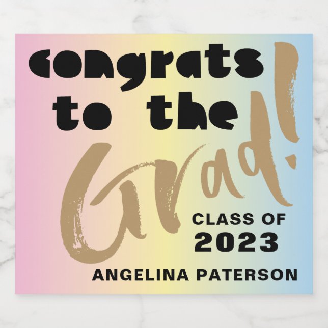 Modern Graduation Party Pastel Colours Sparkling Wine Label (Single Label)