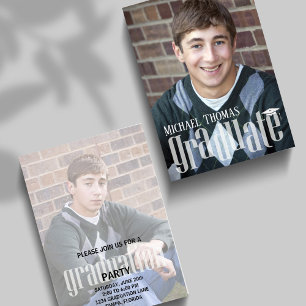 Modern Graduation Party Photo Celebration Invitation
