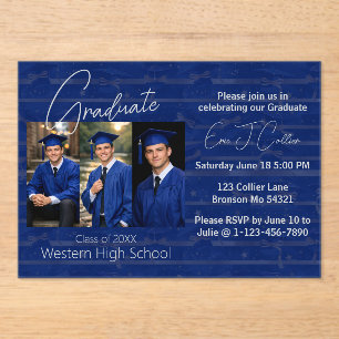 Modern Graduation Party Photo Display Acrylic Invitations