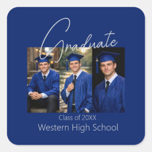 Modern Graduation Party Photo Display Square Sticker
