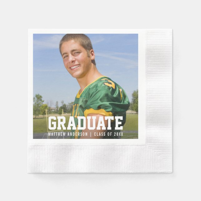 Modern Graduation Party Photo Name Napkin (Front)