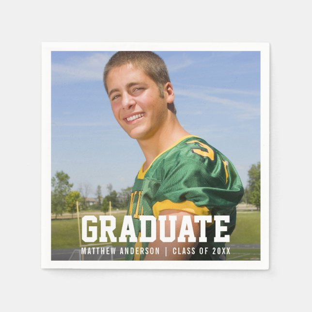 Modern Graduation Party Photo Napkin (Front)