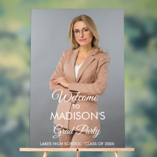 Modern Graduation Party Photo Welcome Acrylic Sign
