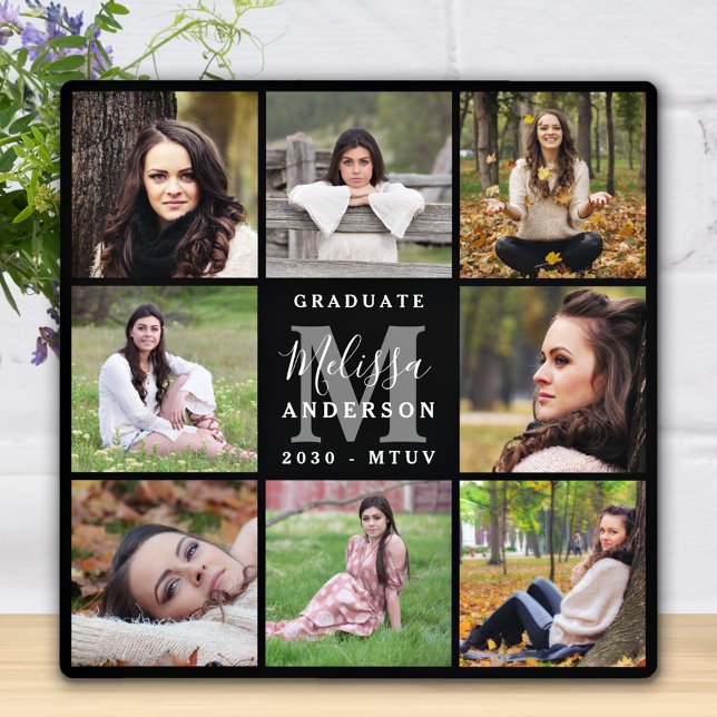 Modern Graduation Personalised 8 Photo Collage Plaque (Creator Uploaded)