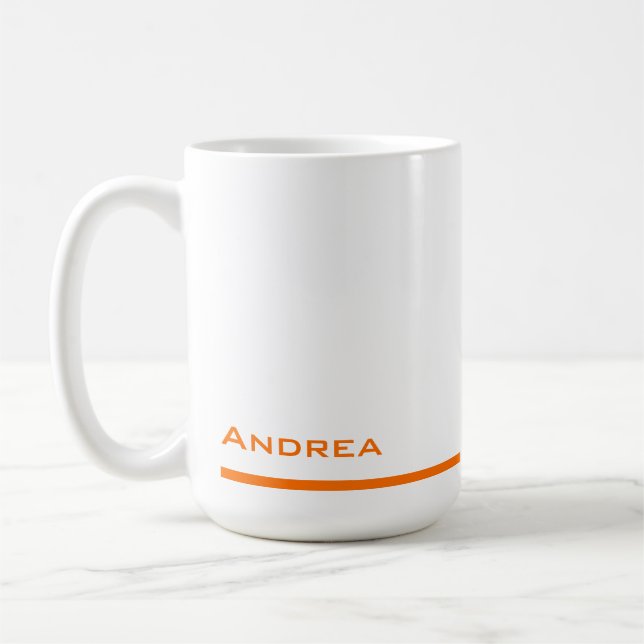 Modern Graduation Personalised Orange Script Coffee Mug (Left)
