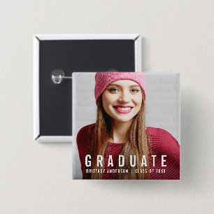 Modern Graduation Photo Announcement 15 Cm Square Badge