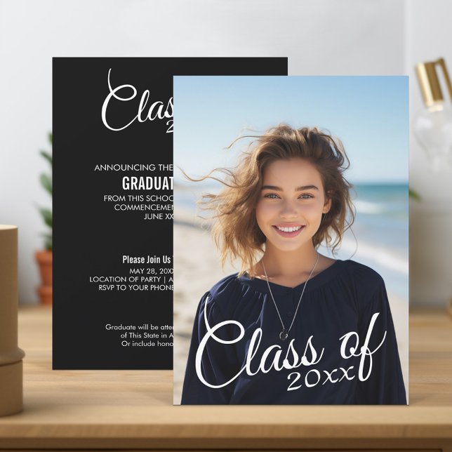 Modern Graduation Photo Announcement and Party (Graduation Party Invitation and Announcement with Photo)