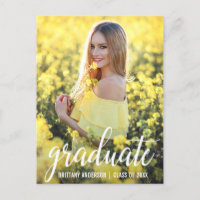 Modern Graduation Photo Announcement (Blank Back)