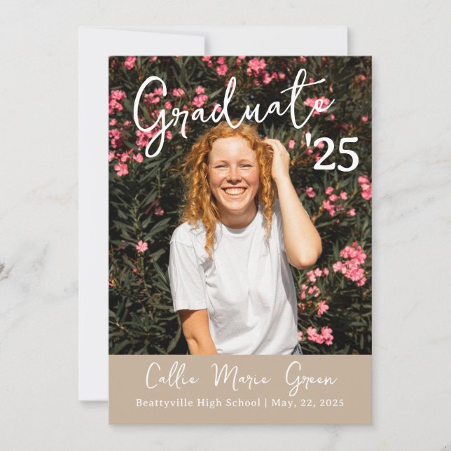Modern Graduation Photo Announcement Card (Front)