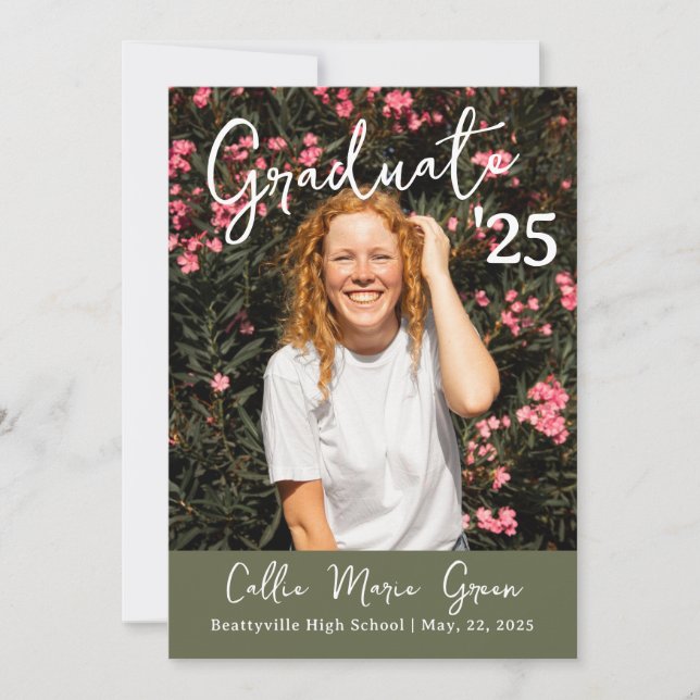 Modern Graduation Photo Announcement Card (Front)