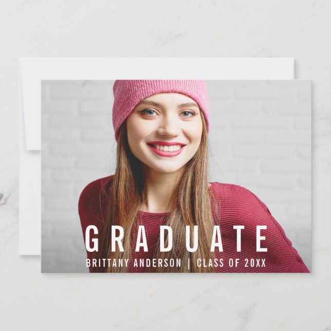 Modern Graduation Photo Announcement W Card (Front)