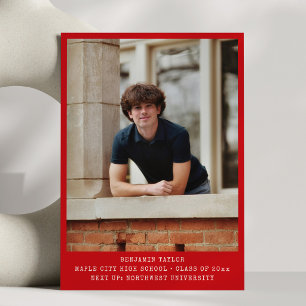 Modern Graduation Photo Class of 2026 Red White Announcement