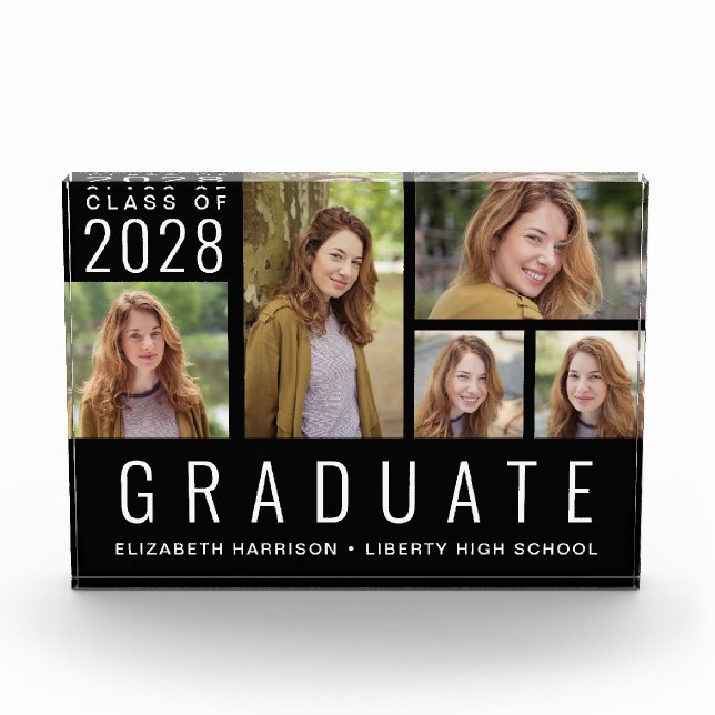 Modern Graduation Photo Collage Black (Front)