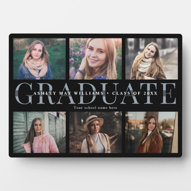 Modern Graduation Photo Collage Chic Keepsake Plaq Plaque (Front)