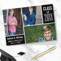 Modern Graduation Photo Collage Class of 20XX Blue