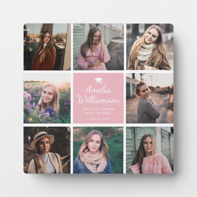 Modern Graduation Photo Collage Instagram Apricot Plaque (Front)
