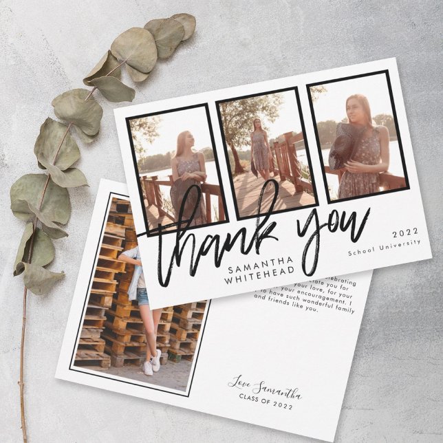 Modern Graduation Photo Collage Thank You Card (Creator Uploaded)