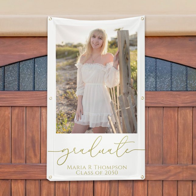 Modern Graduation Photo Elegant Gold Script Banner (Creator Uploaded)